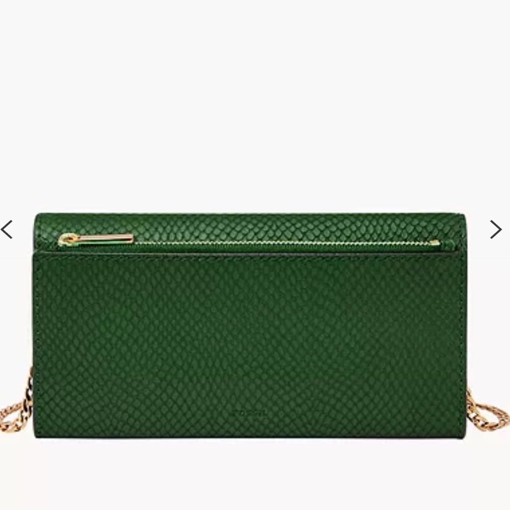 Fossil Penrose Green Python Crossbody Wallet - image 4